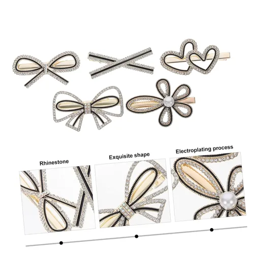 Vista 4 de FOMIYES Pinzas para el pelo de garra pequeña para mujer, pinzas para el cabello francesas, pinzas pequeñas de garra de perla, pinzas para el cabello