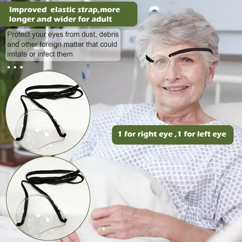 Vista 3 de 2 protectores de ojos transparentes para cirugía de cataratas, parche protector de ojos con ventilación dura con banda elástica extendida, protector