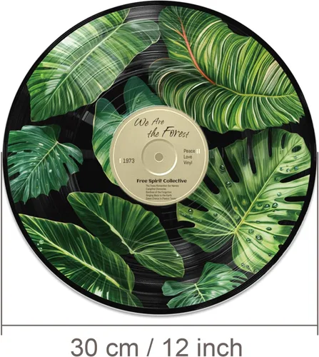 Vista 2 de twinklemon 4 unidades de decoración de discos de vinilo de 12 pulgadas, decoración de habitación hippie indie, arte de pared botánico