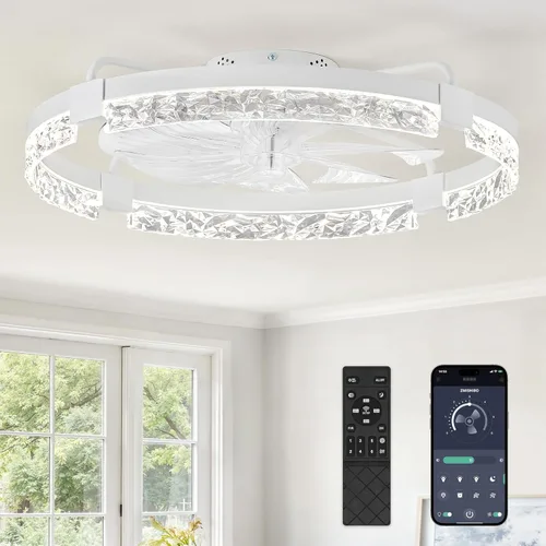 Vista 7 de ZMISHIBO Ventiladores de techo con luces, ventilador de techo de perfil bajo con luz y control remoto, ventilador de techo empotrado, reversible