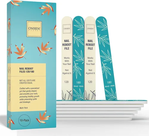 Vista 9 de Onsen Kit de brillo y forma de uñas japonesas Bloque de uñas de 3 vías con 2 almohadillas adicionales y paquete de 6 limas profesionales de grano