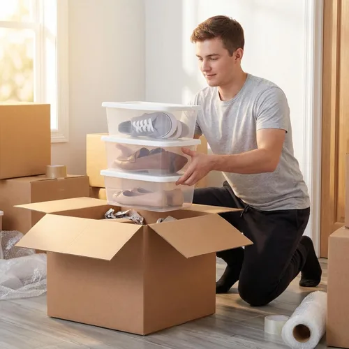 Vista 3 de Paquete de 20 recipientes de almacenamiento de plástico transparente de 6 cuartos de galón con tapas a presión, organizadores apilables y duraderos