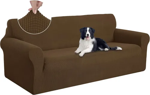 Vista 53 de U-NICE HOME Funda elástica para sofá, lavable, protector de muebles para sofá de 3 cojines, apta para mascotas (sofá, beige)