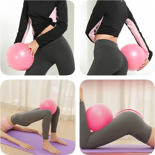 Vista 5 de Juego de 2 pelotas de ejercicio con bomba de mano, mini pelota de yoga pequeña de 8 pulgadas para yoga, pilates, equilibrio corporal