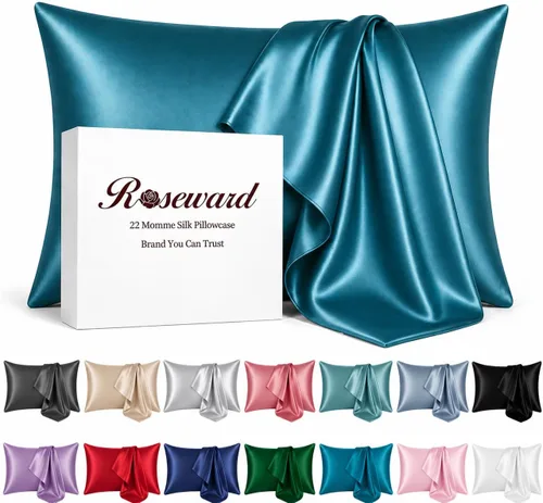 Vista 15 de Funda de almohada de seda morada para cabello y piel fabricada en EE. UU., fundas de almohada de seda pura de 22 mommes Queen con cremallera, grado