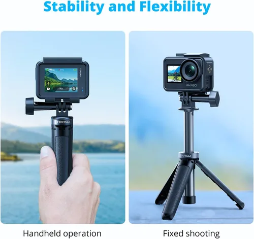 Vista 4 de AKASO Mini Trípode Palo de Selfie Extensión Ligera para Grabar Video Accesorios de Vlog Compatible con Cámara de Acción AKASO EK7000/Brave 4/Brave 7