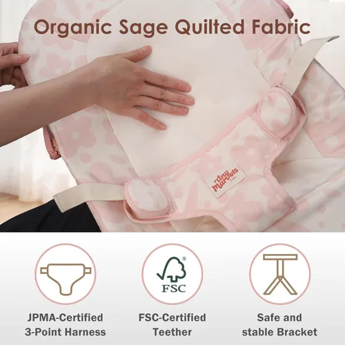 Vista 5 de Tiny Marvels Mecedora de bebé, Asiento de gorila de 3 puntos para bebé recién nacido y niño pequeño, Silla de columpio portátil para bebé