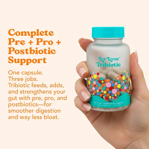 Vista 5 de Let Loose Píldoras tribióticas diarias - Probióticos, prebióticos y postbióticos para alimentar tu microbioma y apoyar una digestión diaria suave