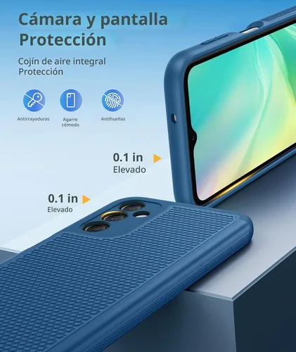 Vista 6 de FNTCASE Funda para teléfono Galaxy A14-5G: cubierta antideslizante de doble Azul