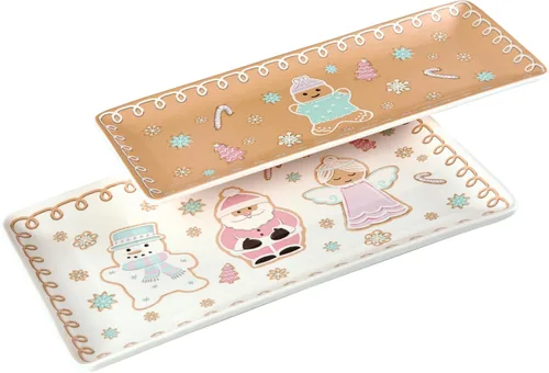 Vista 7 de Bico Christmas Soldier - Juego de 2 bandejas de servir rectangulares de cerámica, 14 pulgadas, aptas para microondas y lavavajillas, bandejas