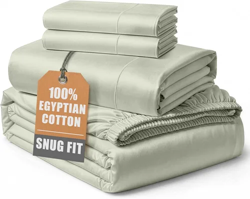 Vista 162 de LANE LINEN - Sábanas individual 100% algodón egipcio suave, cómodo y grueso de calidad de hotel, costuras reforzadas totalmente elásticas, sin