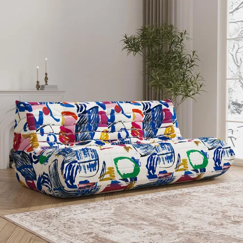 Vista 14 de Puf para adultos, sofá biplaza de gran tamaño, silla de chimenea, cómodo sofá perezoso de 2 plazas, puf de espuma viscoelástica para sala de estar