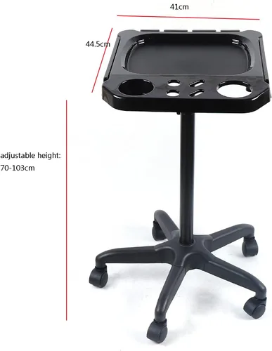 Vista 4 de Beauty Rolling - Carrito de aluminio para peluquería, altura ajustable, con 5 ruedas para baño, spa, salón (negro)