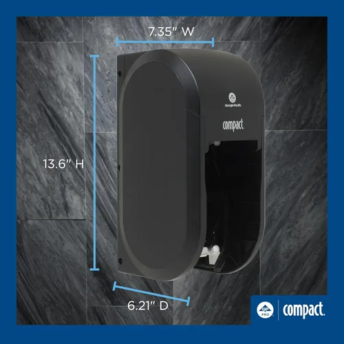 Vista 4 de Georgia-Pacific Dispensador de papel higiénico de alta capacidad del núcleo vertical de 2 rollos compactos por GP Pro (), Negro, 56790A, 1