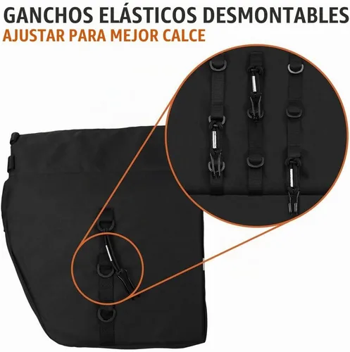 Vista 6 de BV, Alforjas para bicicleta con ganchos ajustables, manija para transporte, borde reflector 3M y bolsillos grandes