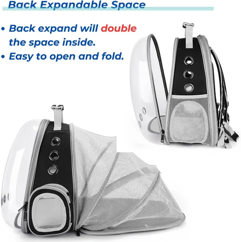 Vista 3 de Lollimeow Mochila transportadora para gatos, mochila expandible de burbujas para gatos y perros pequeños, mochila de viaje aprobada por aerolíneas