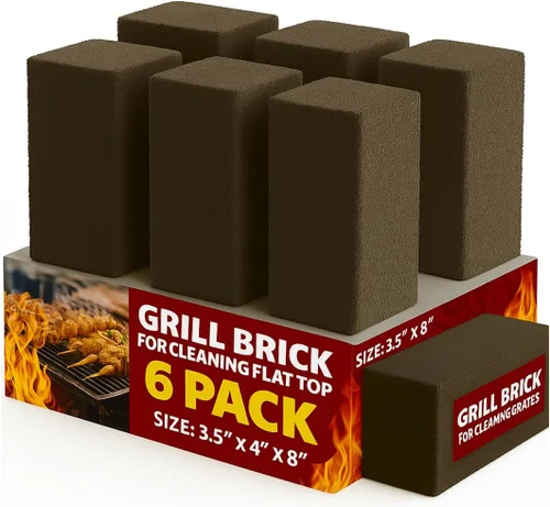 Vista 13 de Ladrillo de limpieza de parrilla resistente, 1 paquete. Herramienta de piedra pómez de grado comercial limpia y desinfecta parrillas o parrillas