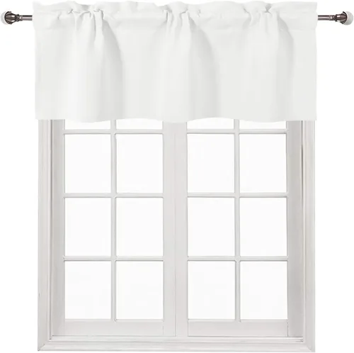 Vista 73 de DWCN Cenefa para ventana de cocina, con bolsillo para barra, para ventana, sala de estar/sótano, 36 x 16 pulgadas de largo, 1 panel, beige