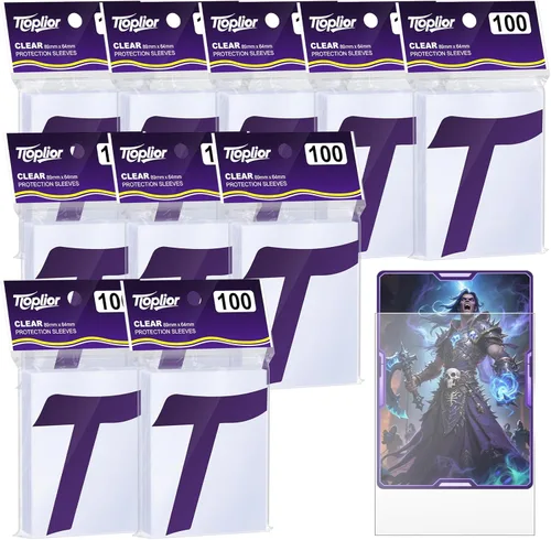 Vista 28 de Fundas para tarjetas de color azul nocturno aptas para MTG, 300 piezas de ajuste perfecto, fundas estándar para tarjetas de intercambio, tarjetas