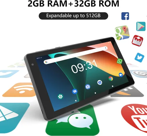 Vista 3 de NOVOJOY Tablet de 7 pulgadas, tableta con funda, Android 11 Tablet PC, 32 GB de almacenamiento de 2 GB de RAM, tabletas de cuatro núcleos, Android