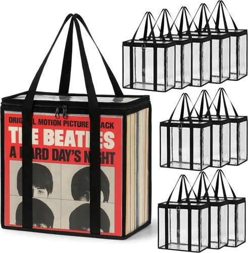 Vista 18 de Evelots Paquete de 4 bolsas de almacenamiento de CD, plástico PVC transparente, capacidad para 192 CD con fundas de asas totalmente fuertes, protege