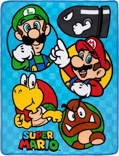 Vista 5 de Franco - Ropa de cama infantil de microfibra súper suave, 46 pulgadas x 60 pulgadas, Mario
