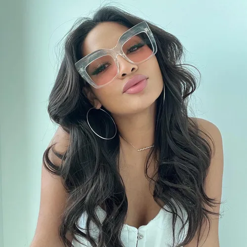 Vista 3 de Zeelool Gafas de ojo de gato gruesas de gran tamaño vintage para mujeres con lente transparente sin receta FP0668