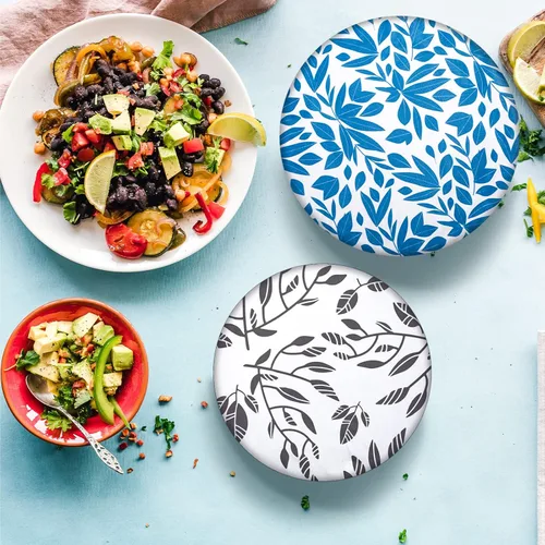 Vista 3 de 10 fundas reutilizables para tazones en 5 tamaños, tela elástica, para almacenamiento de alimentos, cubierta de tela de algodón para cocina, a