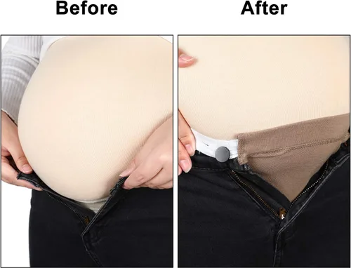 Vista 6 de 6 paquetes de pantalones de maternidad extensores de cintura ajustable para embarazo, extensor de cintura para embarazo, extensor de pantalones