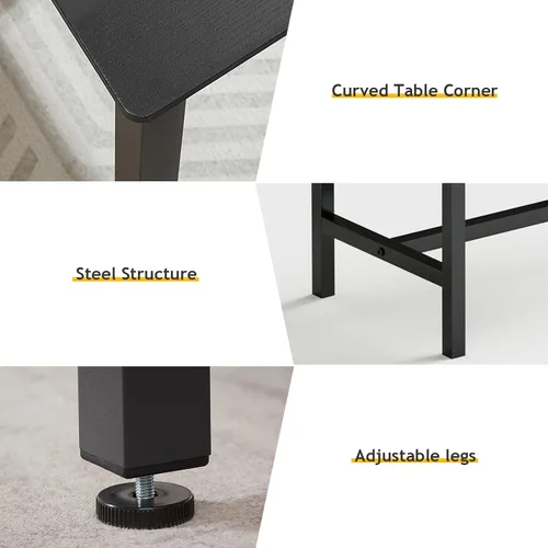 Vista 2 de Rovibek Juego de mesa de comedor para 4 personas con 2 bancos, juego de mesa de cocina que ahorra espacio para cocina y comedor, color negro