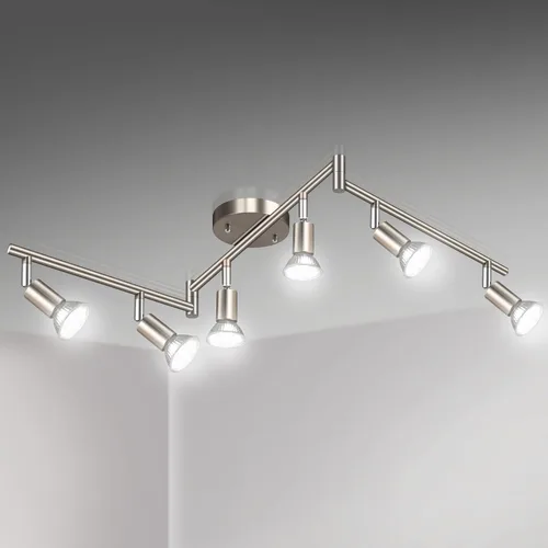 Vista 9 de Unicozin Kit de Iluminación de Riel LED de 4 Luces, Iluminación de Focos de Techo Negra de 4 Vías, Cabezal Flexible Giratorio, Luz de Riel Incluye 4