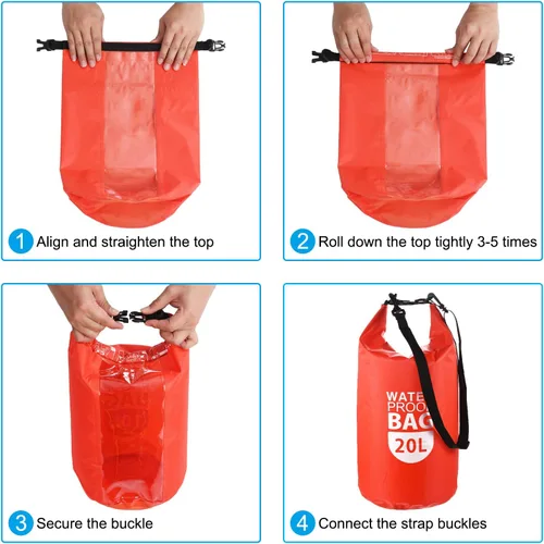Vista 5 de PATIKIL Bolsa seca flotante impermeable, 20L al aire libre flotante bolsa seca mochila con ventana transparente para canotaje, rafting kayak, azul