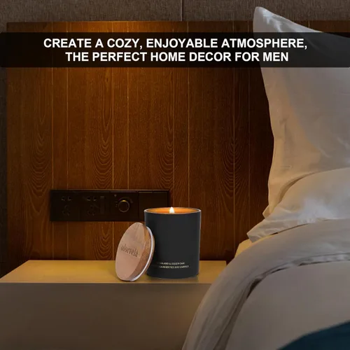 Vista 6 de Velas perfumadas para hombres, vela de 8 onzas para el hogar, aroma de 50 horas de tiempo de combustión de larga duración, regalos de aromaterapia