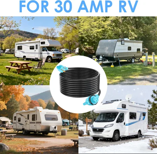 Vista 5 de CircleCord Cable de alimentación para caravana de 30 amperios de 36 pies con bloqueo giratorio, resistente calibre 10, 3 cables, STW de cobre puro