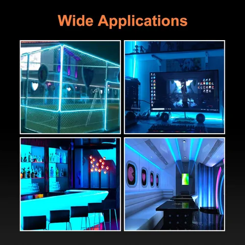 Vista 4 de YM E-Bright Tira de luces LED de neón de 12 V, cuerda de silicona para interiores y exteriores, 16.4 pies, 600SMD, impermeable, flexible