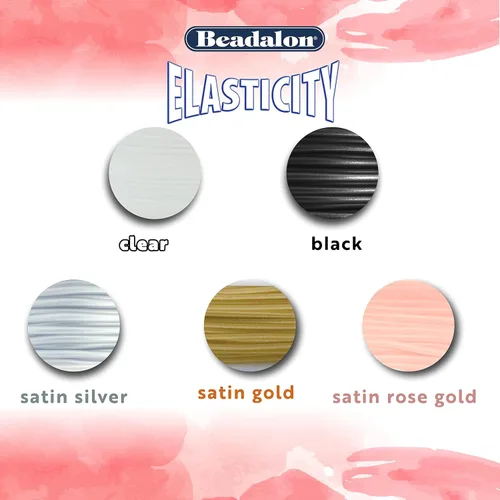 Vista 5 de Beadalon - Cordón elástico para joyería (0,5 mm, 5 m), color negro