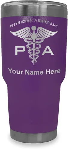 Vista 31 de LaserGram Vaso aislado al vacío de 20 onzas, asistente médico PA, grabado personalizado incluido (negro)
