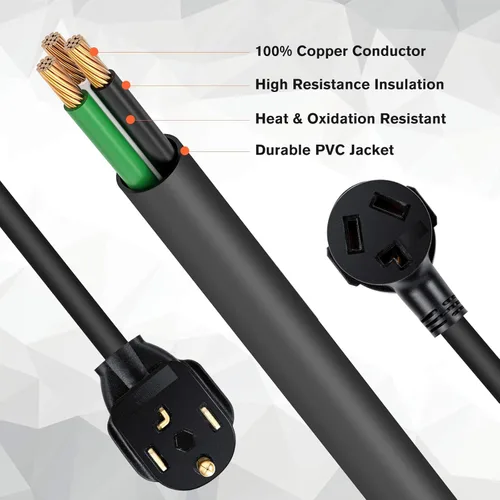 Vista 6 de WELLUCK 1.5FT Adaptador para secadora de 3 puntas a 4 puntas, adaptador de enchufe de secadora de 3 a 4 puntas, adaptador de toma de secadora de 4