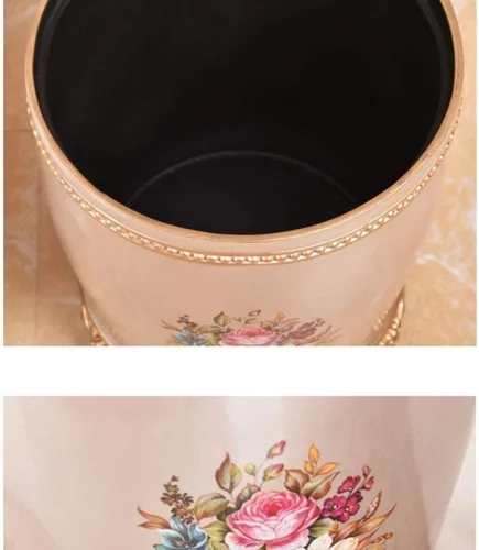 Vista 4 de Garbage Cans Garbage Cans, Trash Can with Lid European Resin Storage Bucket Creative Home Decoration for Home Office Waste Baskets Basket