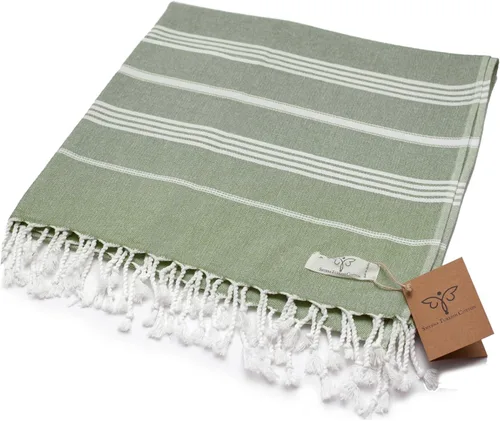 Vista 6 de SMYRNA TURKISH COTTON Classical Series - Toalla de playa turca original, prelavada, 37 x 71 pulgadas, toalla de baño peshtemal y turca para spa