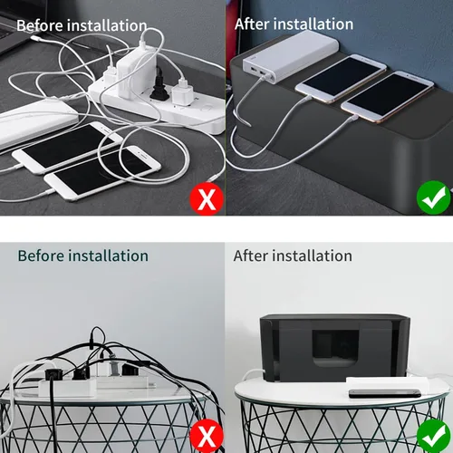 Vista 6 de Caja organizadora de cables, organizador de cables para regletas de alimentación, protector de sobretensiones, cable de extensión y gestión