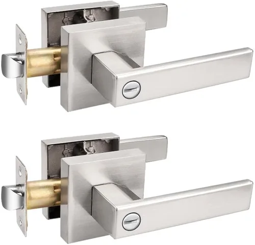 Vista 4 de Probrico - Manija de puerta negra resistente para interior, manija de puerta para dormitorio y baño, palanca de puerta de privacidad sin llave, Negro