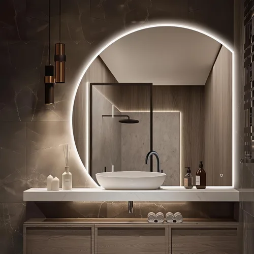 Vista 24 de Niccy Espejo LED de baño, 32"x20" pulgadas, rectangular, espejos de tocador para montar en la pared, con marco de metal, espejo inteligente