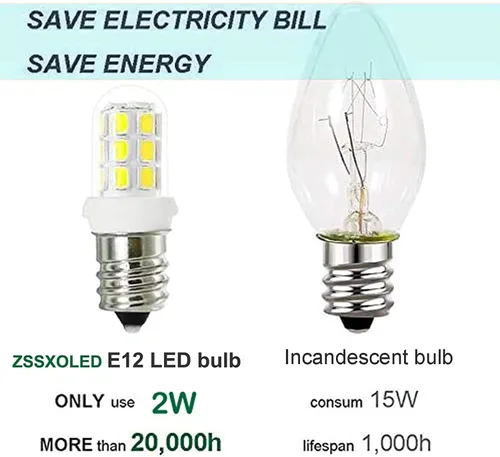 Vista 3 de Bombillas LED C7 E12 de repuesto para lámparas de sal del Himalaya de 15 W, bombillas de luz nocturna, candelabros, bombillas LED C7, 6000 K