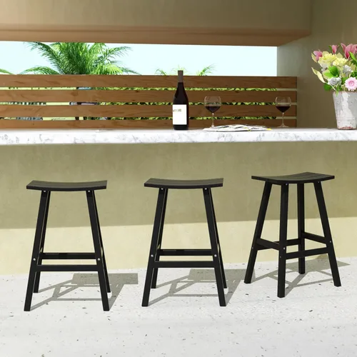 Vista 11 de Costaelm Juego de 2 taburetes de bar para todo tipo de clima, 29 pulgadas de altura, taburetes de bar Adirondack de polietileno para patio, terraza