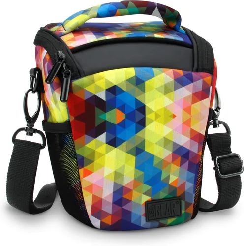 Vista 15 de USA GEAR Bolsa compacta para guardar cámara con cobertor para lluvia y correa para hombro