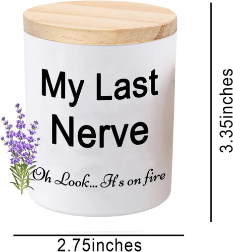 Vista 3 de Velas de regalo para mujer, divertidas y únicas velas de My Last Nerve, regalo de Navidad de cumpleaños para hermana, mejor amiga, rellenos