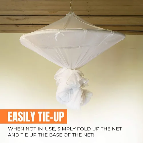 Vista 7 de MEKKAPRO Mosquitera extragrande King, hecha para King Queen y Twin, mosquitera para cama Cortinas de dosel de cama, mosquitera blanca