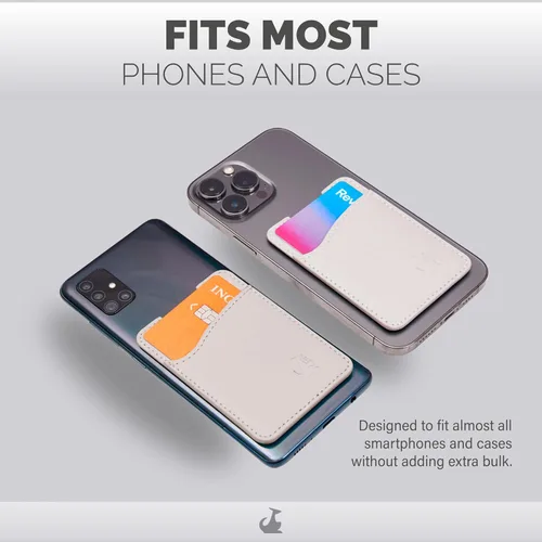 Vista 5 de Wallaroo Premium - Tarjetero adhesivo de cuero para teléfono celular - Para Android e iPhone - Para mujeres y hombres - Resistente con forro