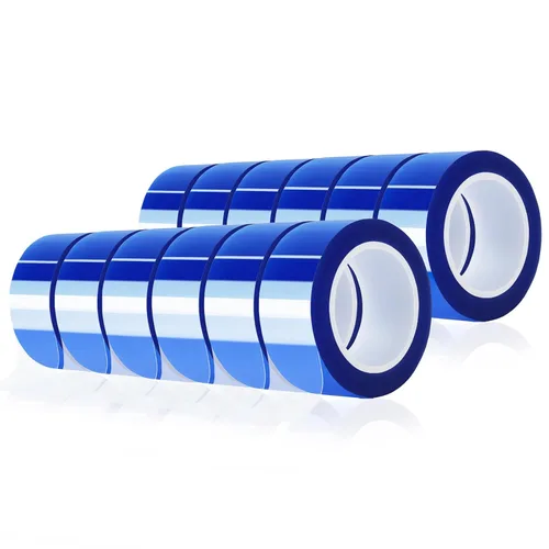 Vista 7 de MEBMIK 2 rollos de 20 mm x 16 m (52 pies) Cinta térmica azul de alta temperatura, cinta resistente al calor, cinta de transferencia de calor